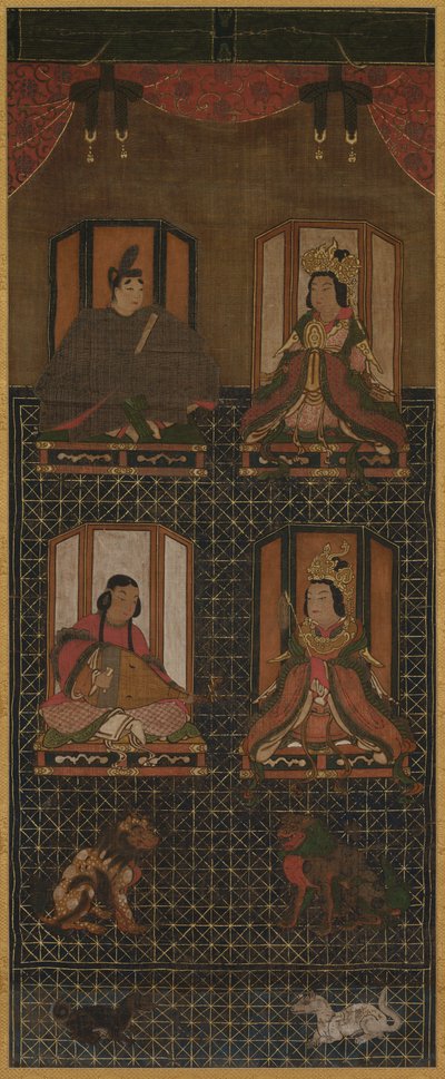 Koya Myojin Mandala av de fyra gudarna på berget Koya, 1500-talet. av Unbekannt