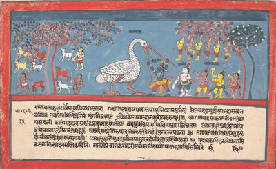 Krishna dödar Bakasura, trandemonen..., från en dispers Bhagavata Purana..., 1800-1825. av Unbekannt