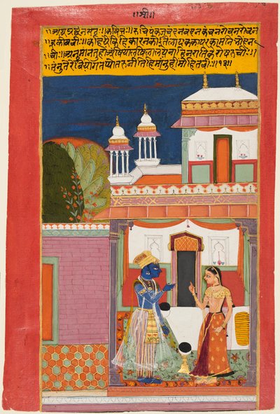 Krishna och Radha grälar, från den där Rasipriya, ca. ೧೬೮೦. av Unbekannt