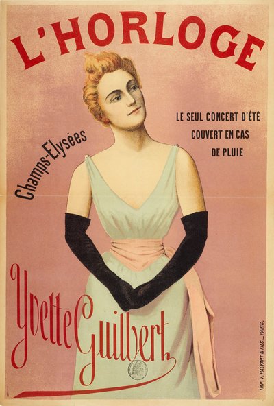 Klockan: Yvette Guilbert, ca 1890-1895. av Unbekannt