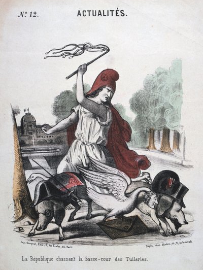 Republiken Chasing the Lower Court of the Tuilleries, allegorisk serie, 1870-1871 av Unbekannt