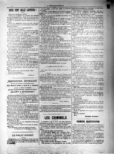 Tidningen La Republique Sociale den 13 oktober 1881 av Unbekannt