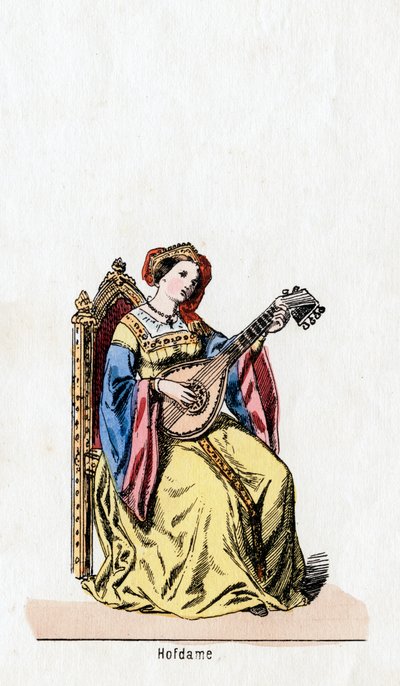 Dam i väntan, kostymdesign för Shakespeares pjäs, Henry VIII, 1800-talet av Unbekannt