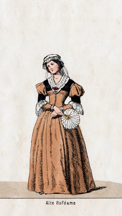 Dam i väntan, kostymdesign för Shakespeares pjäs, Henry VIII, 1800-talet av Unbekannt