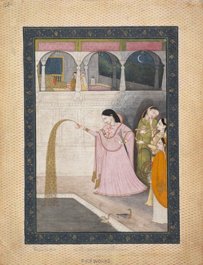 Lady som håller ett tomtebloss, ca. 1800. av Unbekannt