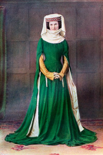Damklänning, 1300-talet, 1910 av Unbekannt