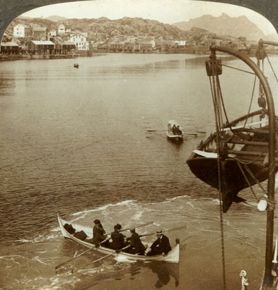 Landning från en ångbåt i det arktiska landet, Svolvaer, Lofotenöarna, N. Norge, c1905. av Unbekannt