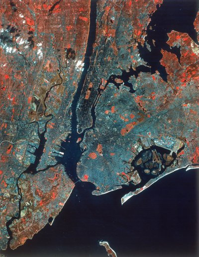 Landsat-bild av Manhattan, New York, USA, 1980-talet av Unbekannt