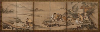 Landskap: de sju vise från bambulunden, Momoyama-perioden, 1568-1615. av Unbekannt