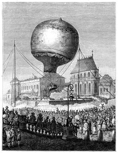 Uppskjutning av en luftballong, sent 1700-tal, 1885 av Unbekannt