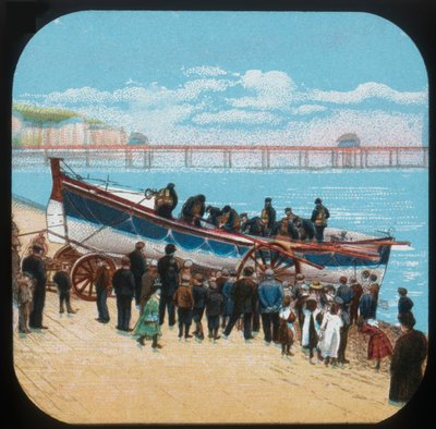 Sjösättning av livbåten, c1900. av Unbekannt