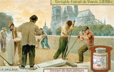 Lägger gatstenar på en gata i Paris, ca 1900 av Unbekannt