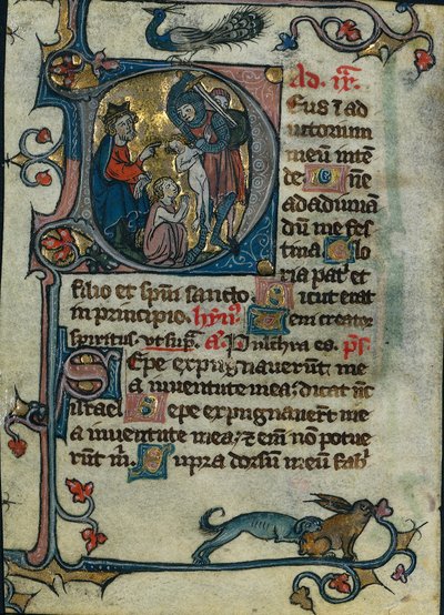 Leaf from a Book of Hours: Initial D: Massacre of the Innocents 1 av 2 utskurna löv, tidigt 1300-tal av Unbekannt