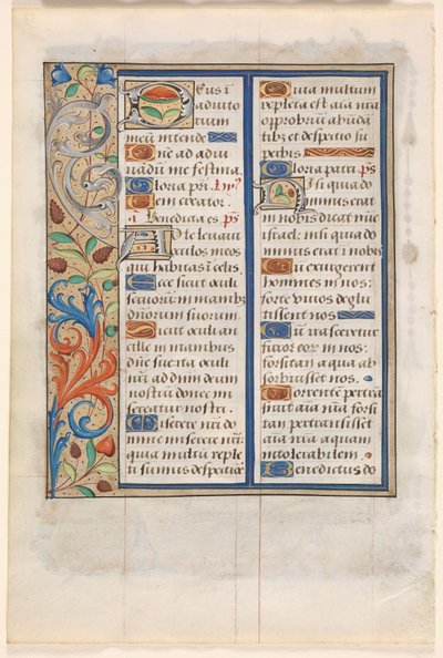 Blad från en timbok: Text med illustrerad kant ago, ca. 1510. av Unbekannt