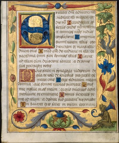 Blad från en psalter och bönbok: Initial E med prydnadskant...recto, ca. 1524. av Unbekannt
