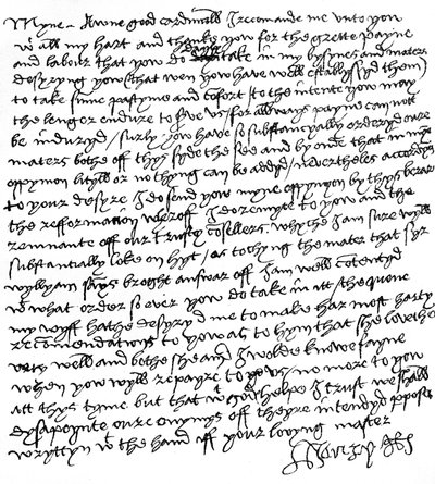 Brev från kung Henry VIII till kardinal Wolsey (