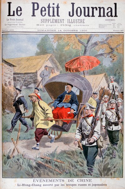 Li Hung-chang eskorterad av ryska och japanska trupper, Kina, 1900 av Unbekannt