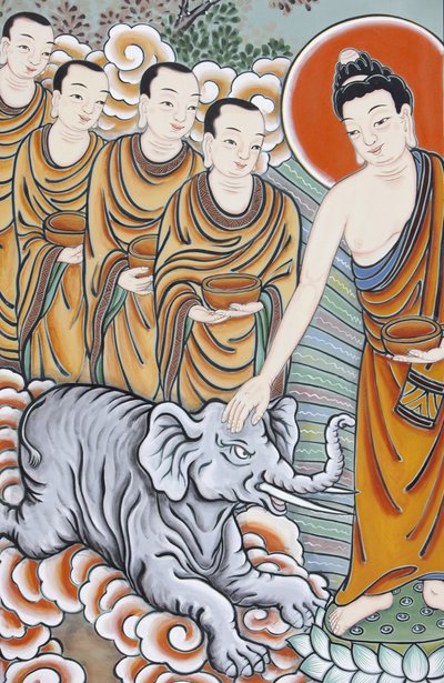Buddhas liv som tämjer en elefant, Seoul, Coree du Sud av Unbekannt