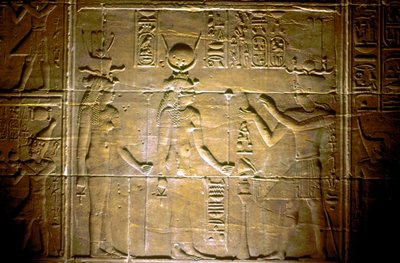 Kalkstensrelief vid Philae-templet, forntida egyptiska av Unbekannt