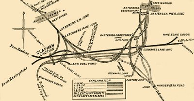 Järnvägslinjer vid Clapham Junction, c1878. av Unbekannt