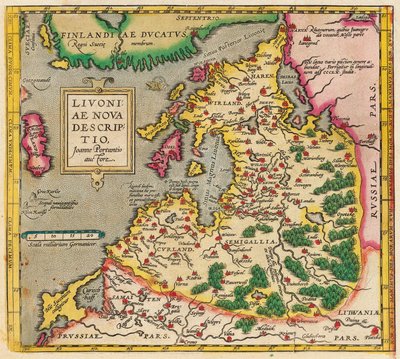Karta över Livland, Nova Beskrivning av Livland, 1573-1578 av Unbekannt