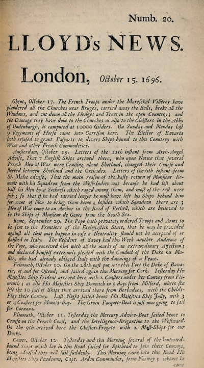 Lloyds News. London den 15 oktober 1696 - Numb. 20, 1928 av Unbekannt