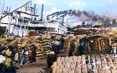 Lastar bomull på ett skepp, Memphis, Tennessee, USA, c1900-talet av Unbekannt