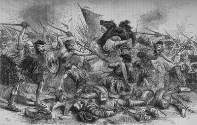 Lochiels Charge vid Killycrankie, 27 juli 1689, c1880 av Unbekannt