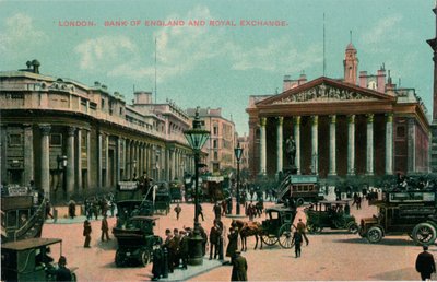 London, Bank of England och Royal Exchange, c1910 av Unbekannt