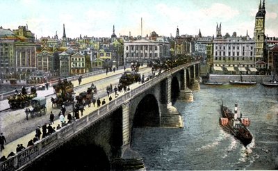 London Bridge efter 1904 års utvidgning, London, 1900-talet av Unbekannt