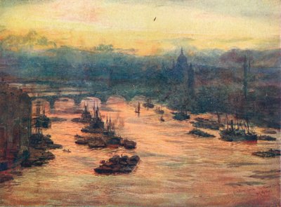 London, från Tower Bridge, 1905 1906 av Unbekannt