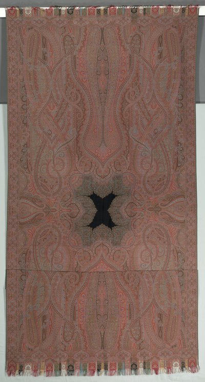 Lång sjal med stora symmetriska boteh och liten svart mitt, 1855-1862. av Unbekannt