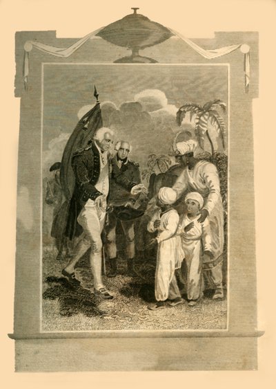 Lord Cornwallis tar emot Sons of Tippoo Saib, c1780-talet, 1816. av Unbekannt