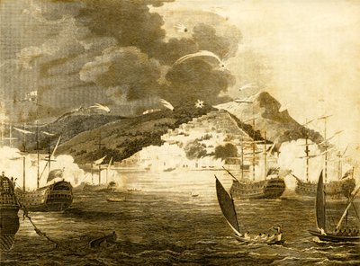 Lord Exmouths flotta bombarderar staden Alger, 1816. av Unbekannt