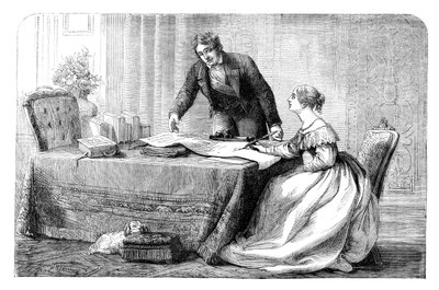 Lord Melbourne 1779-1848 instruerar en ung drottning Victoria 1819-1901, 1837 c1895 av Unbekannt