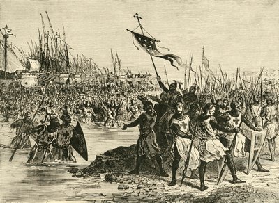Ludvig IX. Landning i Egypten, 1249, 1890. av Unbekannt