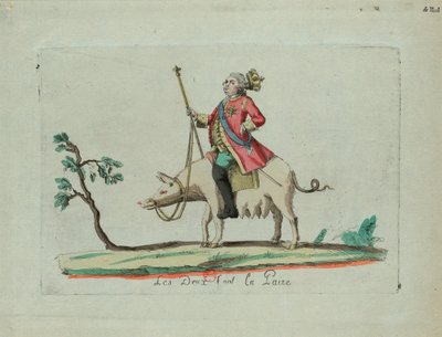 Louis rider på en gris, 1791. av Unbekannt