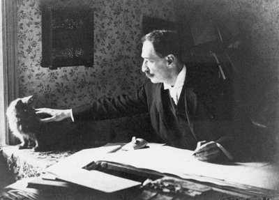 Louis Wain vid hans ritbord, 1890-talet av Unbekannt