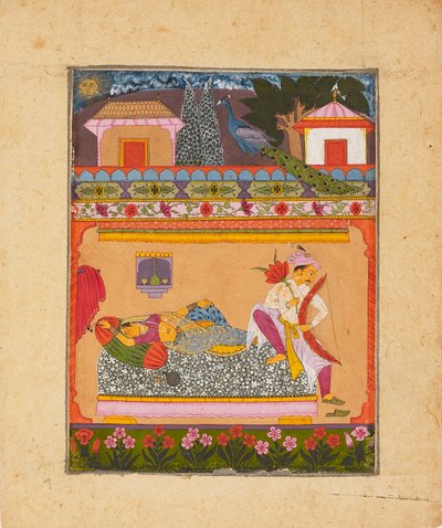 Älskare i gryningen, illustrerar det musikaliska läget Raga Vibhasa, c1675 av Unbekannt