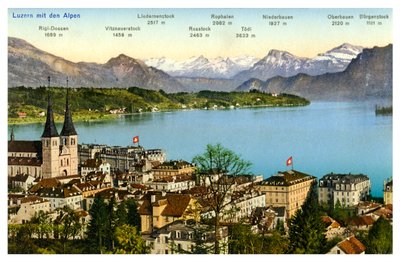 Luzern och Alperna, Schweiz, 1900-talet av Unbekannt