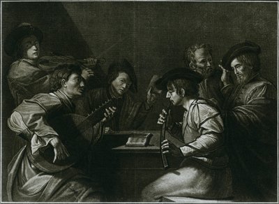 Luta, fiol och svart böjd zink, italiensk gravyr av året 1784, 1948 av Unbekannt