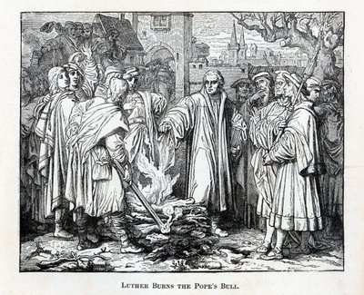Luther bränner påvens tjur, 1882 av Unbekannt