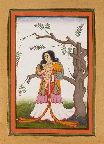 Madonna och barn vid ett blommande träd, tidigt 1800-tal av Unbekannt