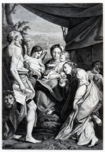 Madonna och barn med St Hieronymus och Maria Magdalena Dagen, 1525-1528 1870 av Unbekannt