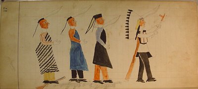 Maffet Ledger: Tre indianer som följer en hövding, ca. 1874-81. av Unbekannt