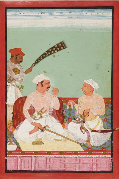 Maharao Ratan Singh med hovmän, c1670 av Unbekannt
