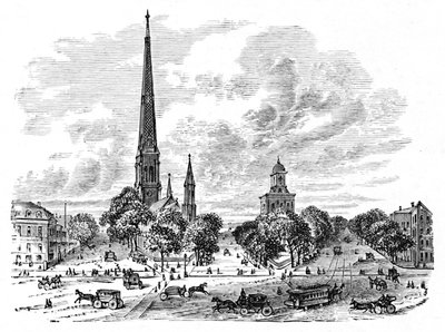 Main Street, Buffalo, mittemot kyrkorna, 1883 av Unbekannt