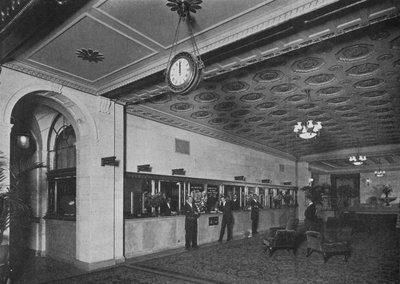 Huvudkontor i anslutning till entrélobbyn, Roosevelt Hotel, New York City, 1924 av Unbekannt