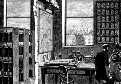Centralstationen för Exchange Telegraph Company, London, 1882 av Unbekannt