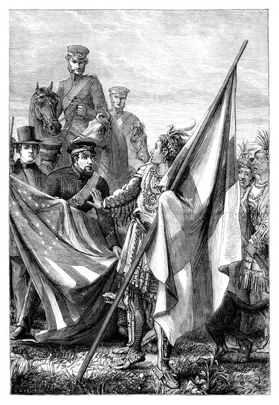 Major Sprague och indianerna, c1895 av Unbekannt